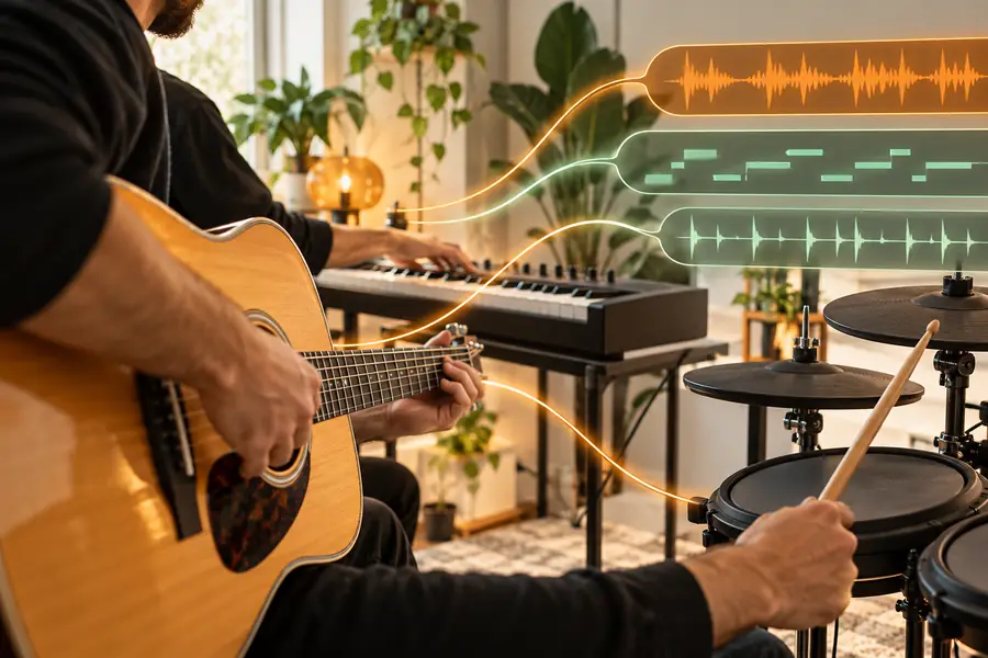 Music editing interface showing note-oriented output