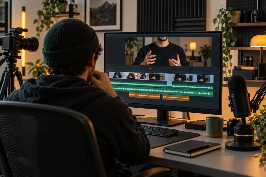Video editing interface showing a preview and timeline
